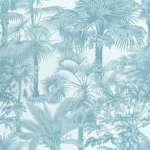 Palm Botanical Spa Blue Fabric - F910104 - Thibaut Fabric