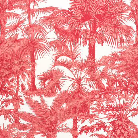 Palm Botanical Coral Fabric - F910105 - Thibaut Fabric