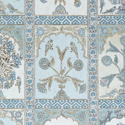 Indian Panel Spa Blue Fabric - F910633 - Thibaut Fabric