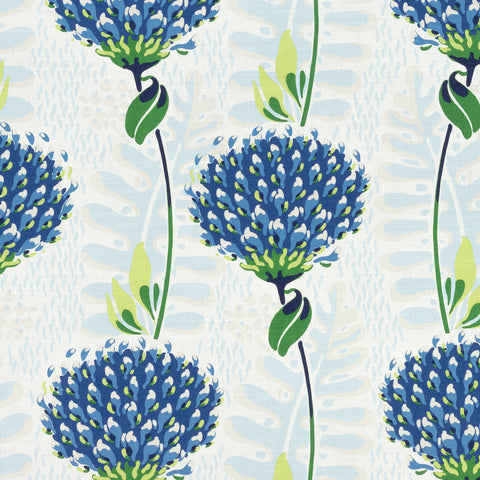 Tiverton Blue and Green Fabric - F910650 - Thibaut Fabric