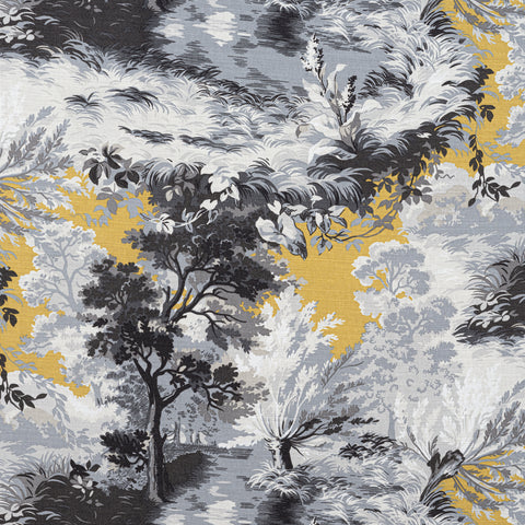 Lincoln Toile Yellow and Grey Fabric - F910869 - Thibaut Fabric