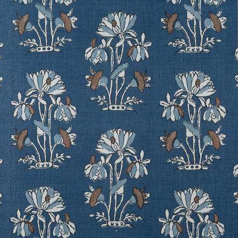 Lily Flower Navy Fabric - F913203 - Thibaut Fabric