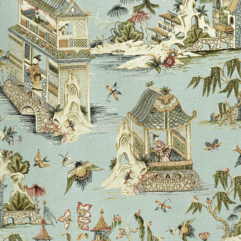 Grand Palace Mist Fabric - F913617 - Thibaut Fabric