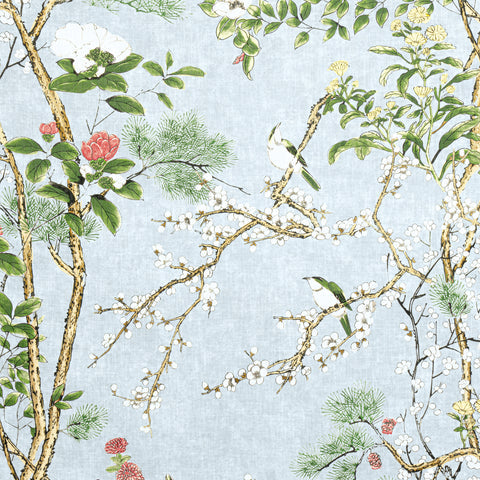 Katsura Spa Blue Fabric - F913620 - Thibaut Fabric
