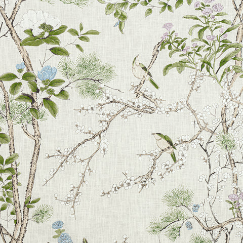 Katsura Cream and Lavender Fabric - F913622 - Thibaut Fabric