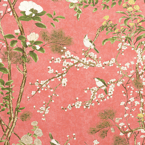 Katsura Coral Fabric - F913624 - Thibaut Fabric