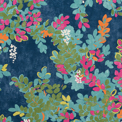 Central Park Navy and Pink Fabric - F914331 - Thibaut Fabric