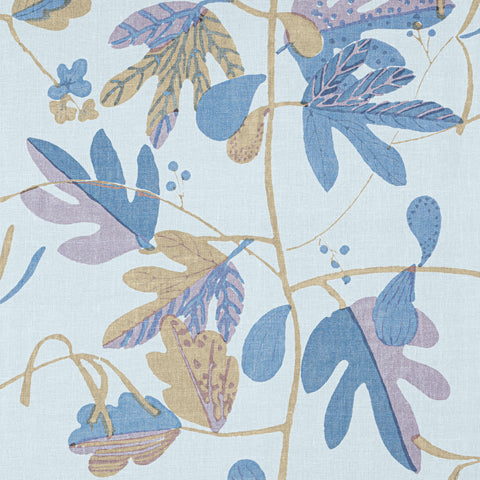 Matisse Leaf Lavender and Blue Fabric - F916210 - Thibaut Fabric