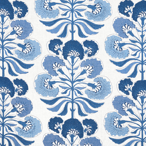 Tybee Tree Blue and White Fabric - F916217 - Thibaut Fabric