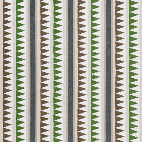 Lomita Stripe Black and Green Fabric - F916235 - Thibaut Fabric