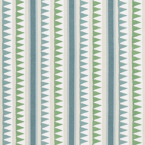 Lomita Stripe Green and Blue Fabric - F916236 - Thibaut Fabric