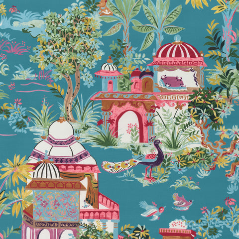 Mystic Garden Teal Fabric - F920822 - Thibaut Fabric