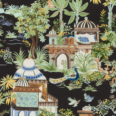 Mystic Garden Black Fabric - F920825 - Thibaut Fabric