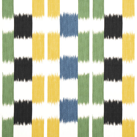 Kasuri Black and Green Fabric - F920837 - Thibaut Fabric
