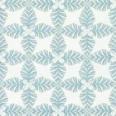 Starleaf Aqua Fabric - F92972 - Thibaut Fabric