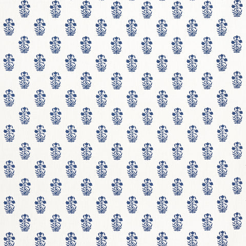 Corwin Navy on White Fabric - F936400 - Thibaut Fabric