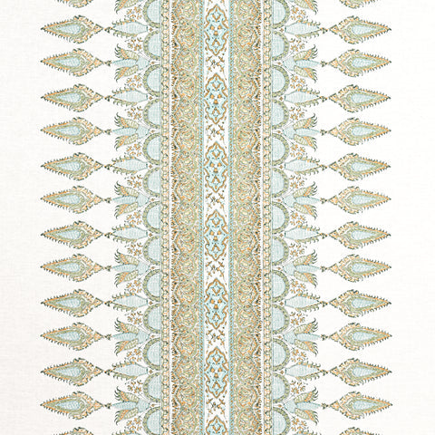 Akola Stripe Seaglass and Gold Fabric - F936408 - Thibaut Fabric