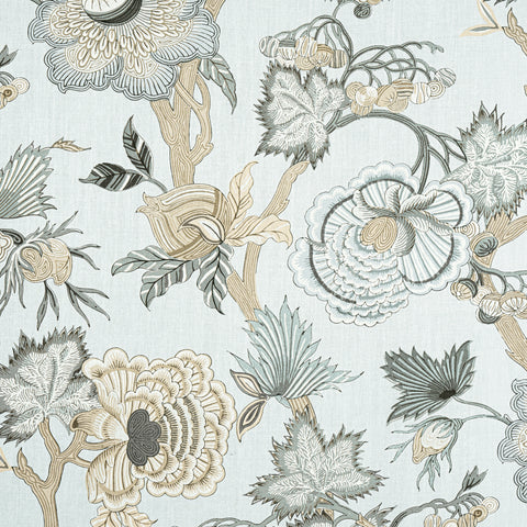 Indienne Jacobean Robins Egg Fabric - F936420 - Thibaut Fabric