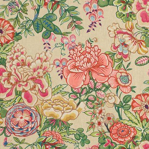 Peony Garden Beige Fabric - F942019 - Thibaut Fabric