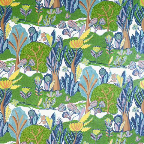 Albero Green and Blue Fabric - F945009 - Thibaut Fabric