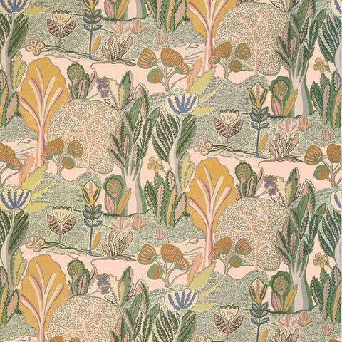 Albero Apricot and Ginger Fabric - F945010 - Thibaut Fabric