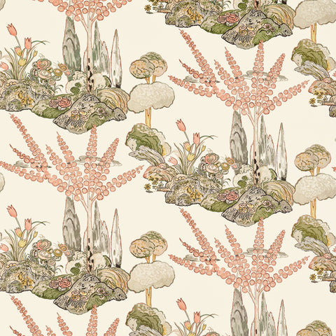 Orleans Apricot and Ginger Fabric - F945026 - Thibaut Fabric