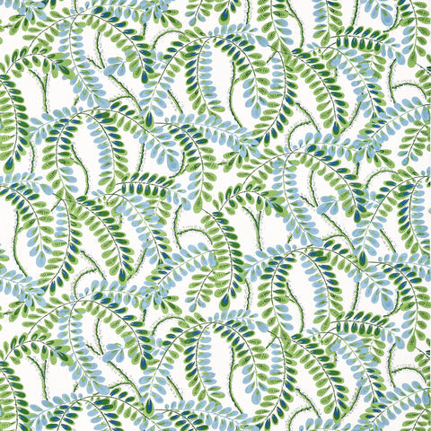 Augusta Blue and Green Fabric - F945038 - Thibaut Fabric