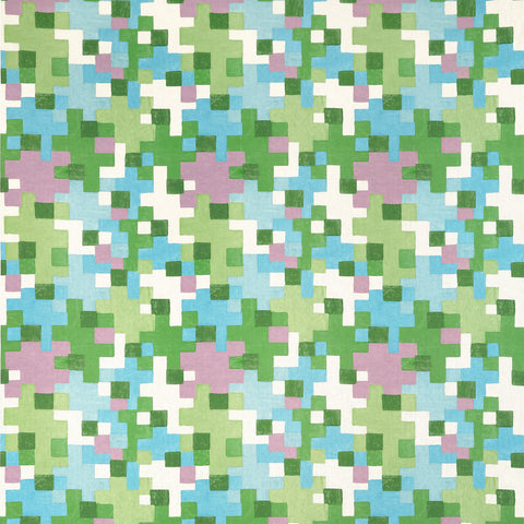 Pixel Lavender and Green Fabric - F945045 - Thibaut Fabric