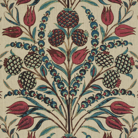 Corneila Red and Teal Fabric - F972601 - Thibaut Fabric