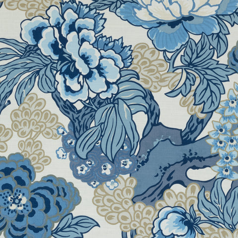 Honshu Blue and Beige Fabric - F975487 - Thibaut Fabric