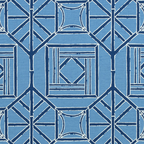Shoji Panel Blue and Navy Fabric - F975522 - Thibaut Fabric