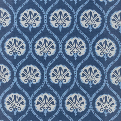 Kimberly Blue and White Fabric - F985019 - Thibaut Fabric