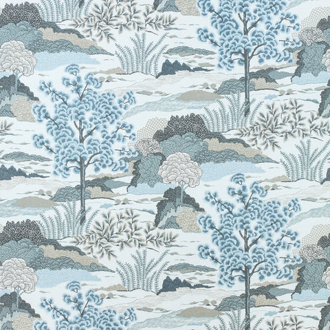 Daintree Aqua Fabric - F985043 - Thibaut Fabric