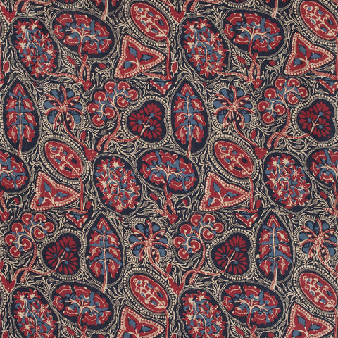 Cochin Blue and Red Fabric - F988716 - Thibaut Fabric