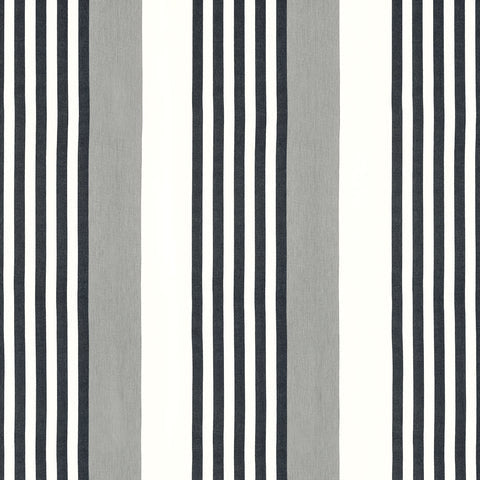 Riviera Stripe Sterling and Charcoal Fabric - FWW81769 - Thibaut Fabric