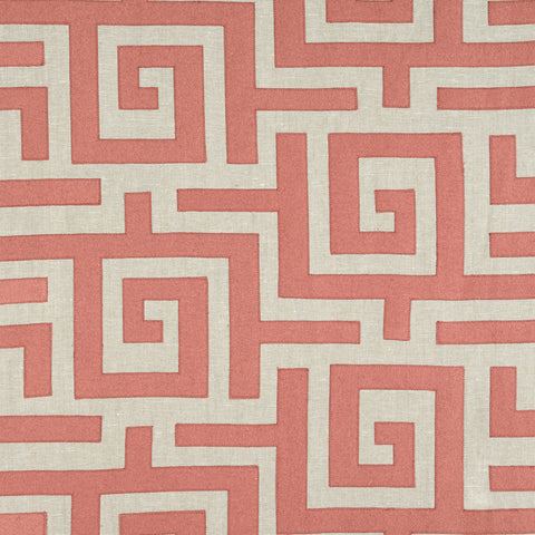 Tulum Applique Coral on Natural Fabric - W713223 - Thibaut Fabric