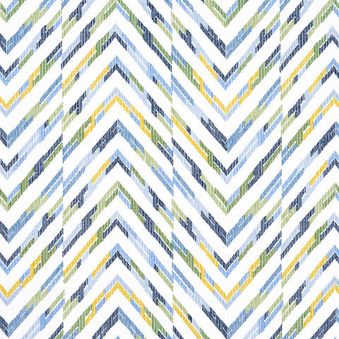 Hamilton Embroidery Blue and Yellow Fabric - W714345 - Thibaut Fabric