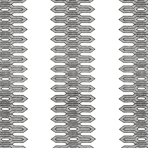 Nola Stripe Embroidery Black Fabric - W720809 - Thibaut Fabric