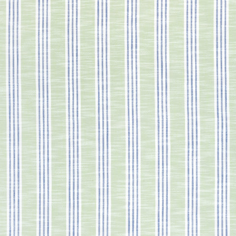 Southport Stripe Green Apple and Royal Fabric - W73486 - Thibaut Fabric