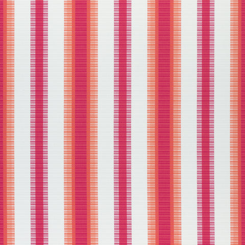 Samba Stripe Magenta and Coral Fabric - W74666 - Thibaut Fabric