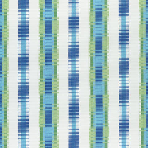 Samba Stripe Royal Blue and Green Fabric - W74670 - Thibaut Fabric