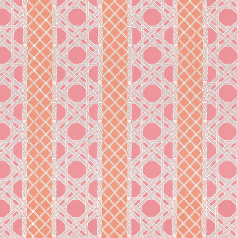 Trelliage Peony and Coral Fabric - W81771 - Thibaut Fabric