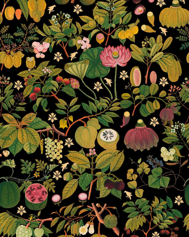 Mind The Gap - ASIAN FRUITS AND FLOWERS Anthracite Wallpaper - WP20314