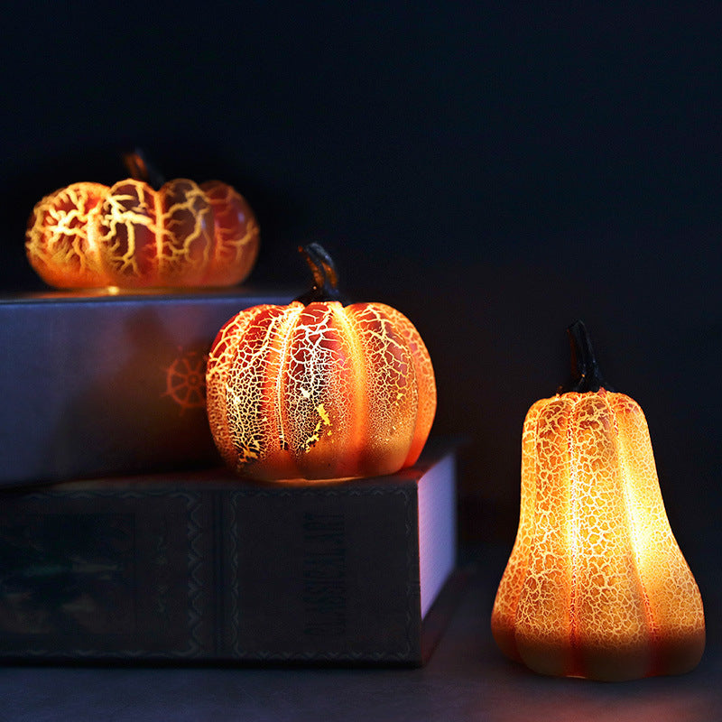 Halloween Pumpkin LED Lantern Resin Candle Lamp Home Decor. glodeco