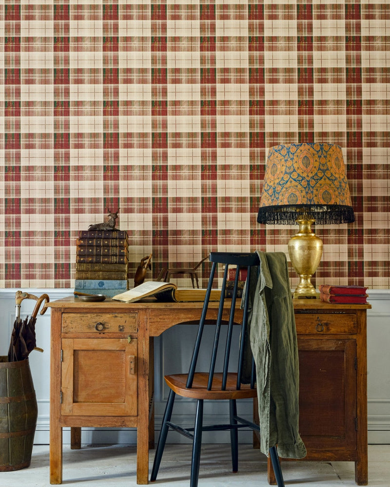 Mind The Gap - COUNTRYSIDE PLAID Beechnut Wallpaper - WP30010