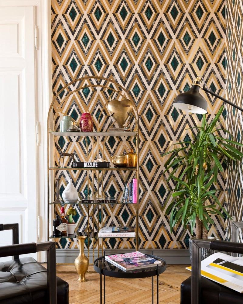 Mind The Gap - DIAMONDS in Brass Metallic edition Wallpaper - WP20292