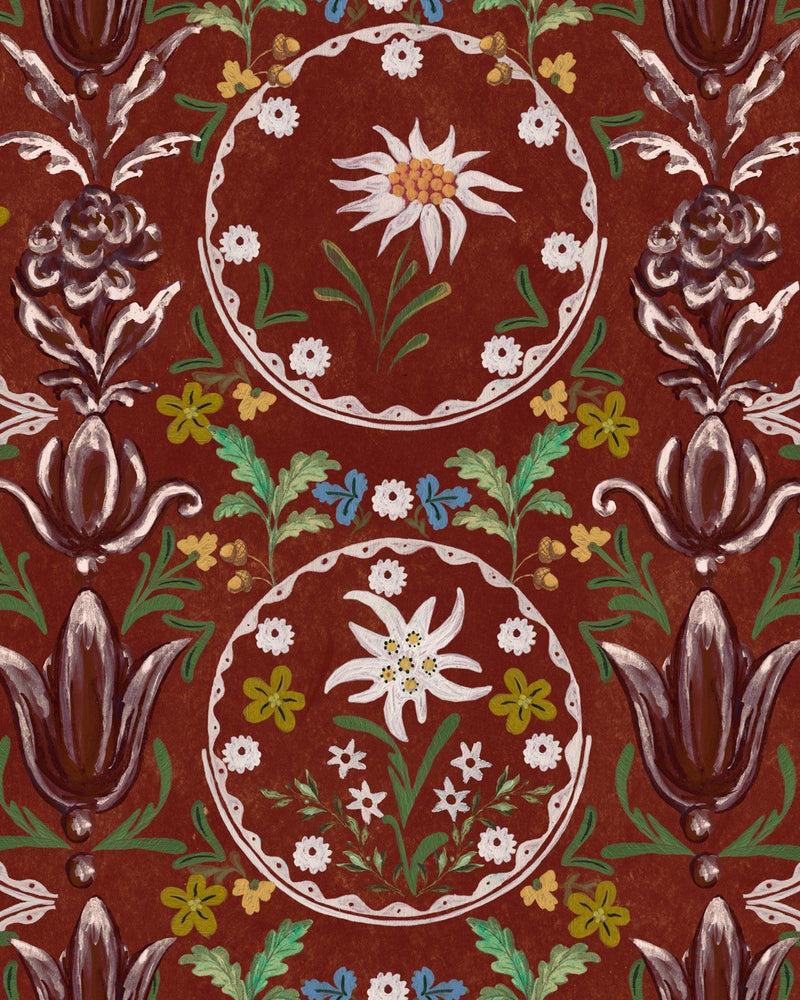 Mind The Gap - EDELWEISS Burgundy Wallpaper - WP20694