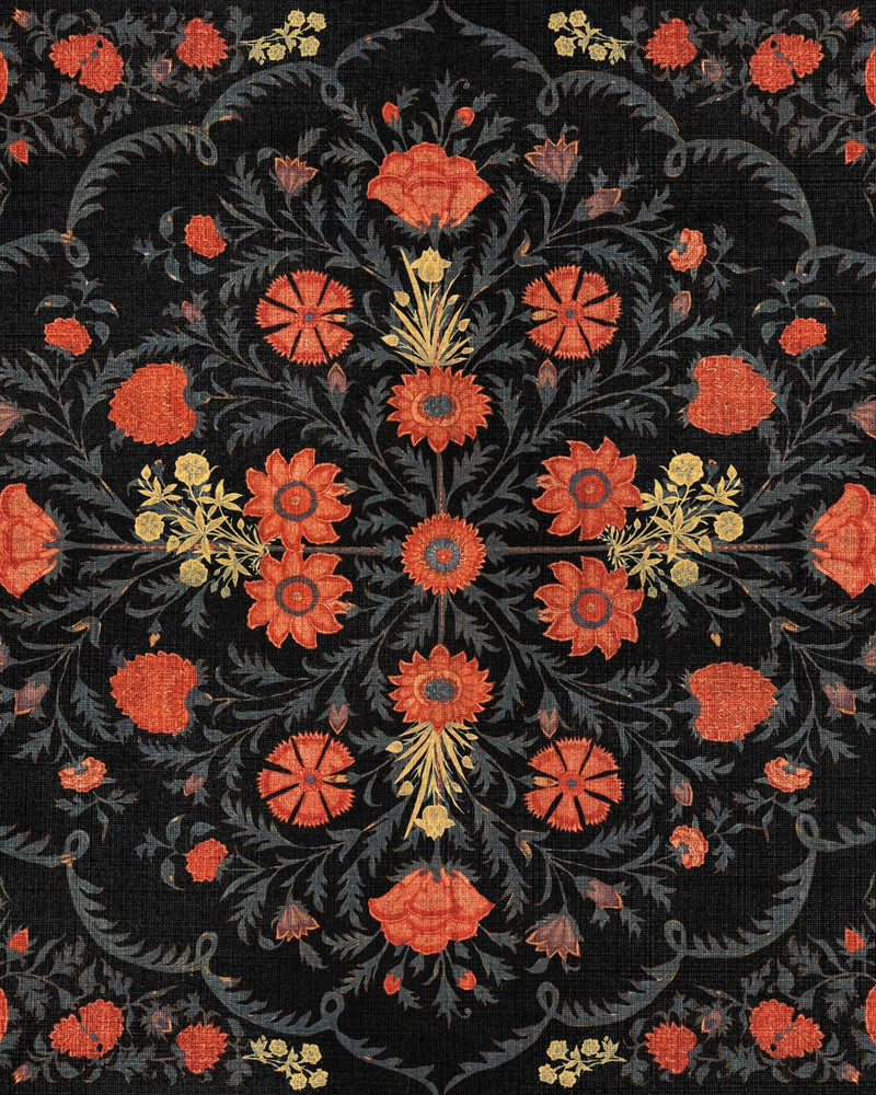 Mind The Gap - HINDU BLOOM Anthracite Wallpaper - WP20407