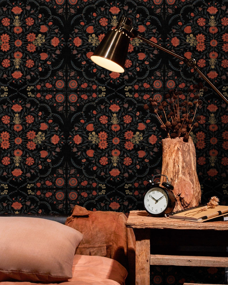 Mind The Gap - HINDU BLOOM Anthracite Wallpaper - WP20407