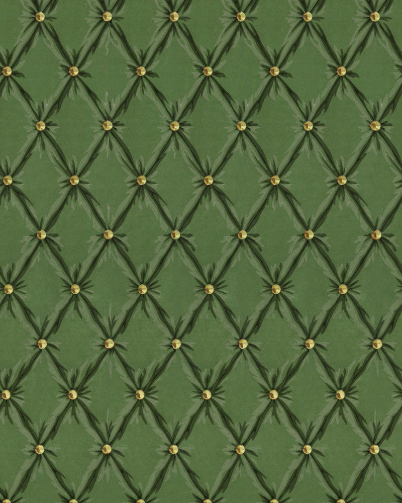 Mind The Gap - TUFTED PANEL Forest Green Wallpaper - WP30171